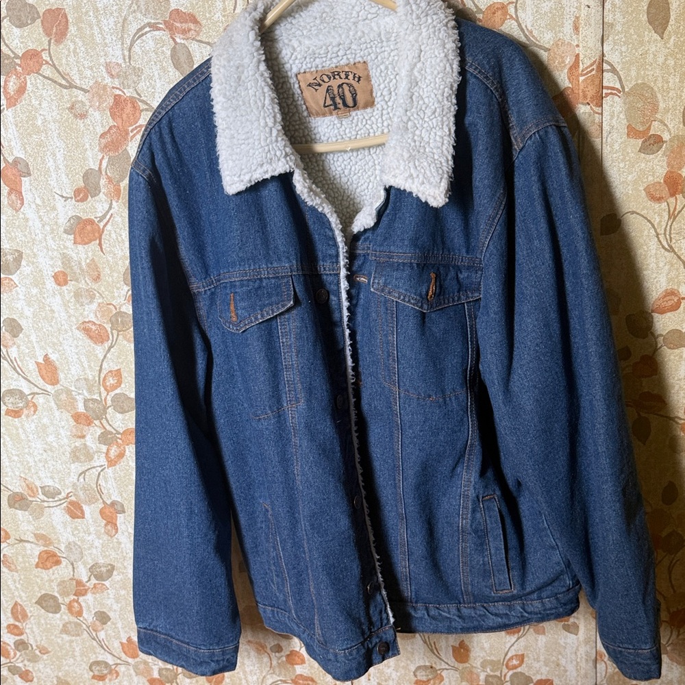 Blue Denim Jacket with White Sherpa Lining